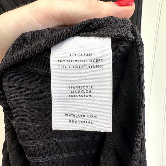 AYR The Weekender Ribbed Midi Dress Black Sleeveless Knit Size Small LBD - Picture 6 of 8